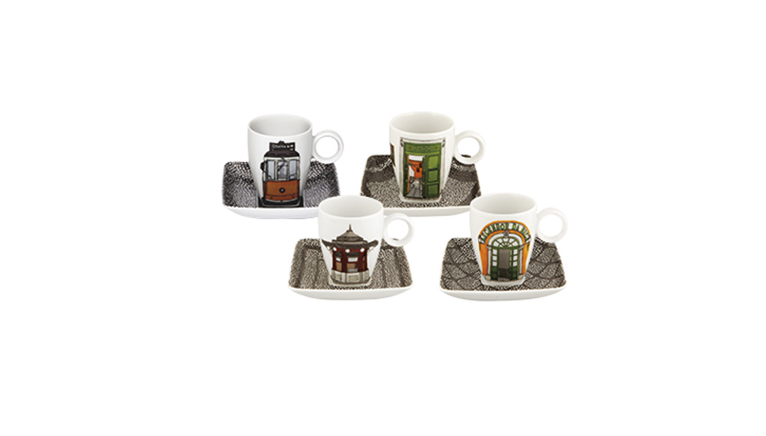 Conjunto 4 Ch&aacute;venas Caf&eacute; com Pires image number null