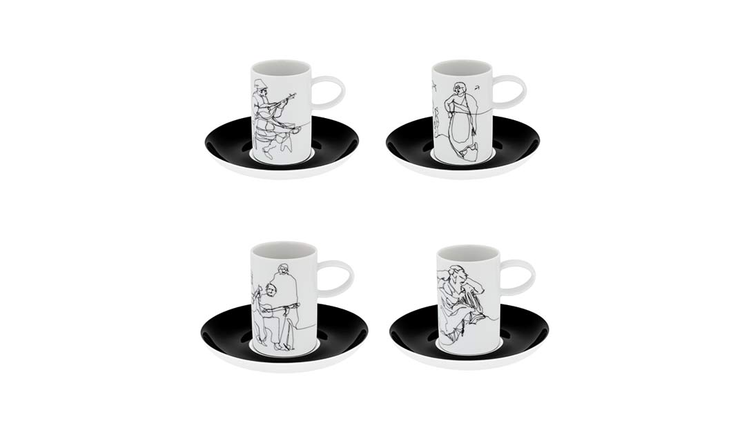 Conjunto 4 Ch&aacute;venas Caf&eacute; com Pires image number null
