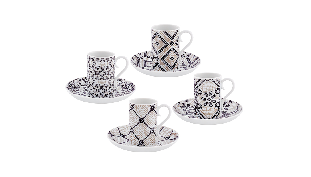 Conjunto 4 Ch&aacute;venas Caf&eacute; com Pires image number null