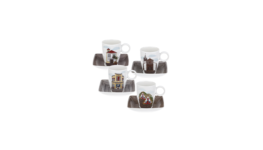 Conjunto 4 Ch&aacute;venas Caf&eacute; com Pires image number null
