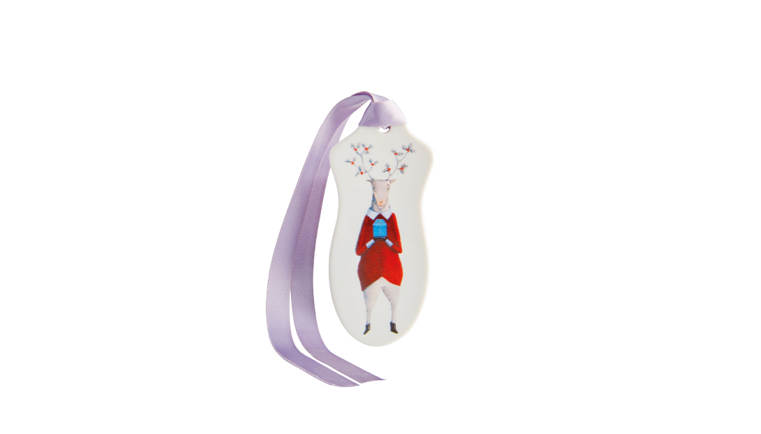 Reindeer With Gift Ornament image number null