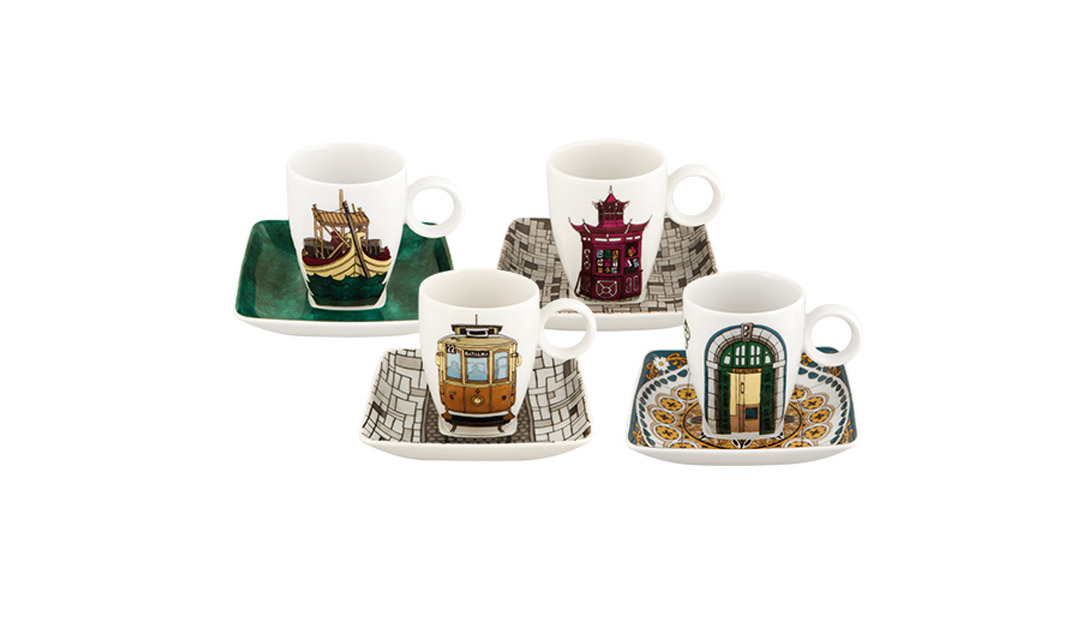 Conjunto 4 Ch&aacute;venas Caf&eacute; com Pires image number null